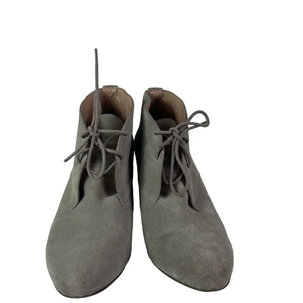 French connection Boots Womens 11 Gray Dinah Suede Leather Block heeled lace Up